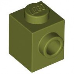BRICK 1X1 W. 1 KNOB: {маслинено зелен}