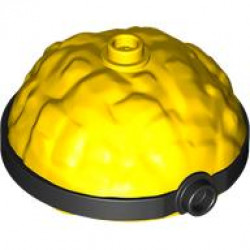 Minifigure, Head, Modified Minion, Extra Wide Textured with Molded Black Single Lens Goggles Pattern: {ярко жълт}