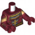 Torso Female Shirt with Center Panel with Gold and Sand Blue Stripes, Dark Brown Belt with Circle Buckle, Black Shoulders and Neck Pattern / Dark Red Arms with Molded Medium Tan Short Sleeves and Printed Dark Red Shoulders, Gold Trim and Straps on Gauntle: {нов тъмно червен}