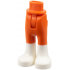 Mini Doll Hips and Trousers with Back Pockets with Molded White Lower Legs / Boots Pattern - Thin Hinge: {червеникаво-оранжев}