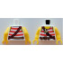Torso Pirate Tank Top with Red Horizontal Stripes, Rope Belt, Shoulder Strap, Name Tag and Yellow Neck and Shoulders Pattern / Yellow Arms / Yellow Hands: {бял}