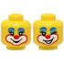 Minifigure, Head Dual Sided Female Clown Blue Eyebrows, Medium Azure Eye Shadow, Red Nose, Smile / Open Mouth and Wink Pattern (BAM): {ярко жълт}