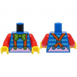 Torso Shirt with Medium Azure Stripes, Lime Bow, Bright Pink Skirt with Orange Suspenders Pattern (BAM) / Red Arms / Yellow Hands: {ярко син}