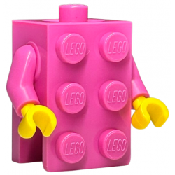 Torso, 2 x 3 Brick Costume / Dark Pink Arms / Yellow Hands (BAM): {ярко пурпурен}