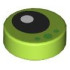 Tile, Round 1 x 1 with Black Eye with White Pupil and 3 Bright Green Dots Pattern: {ярко жълто-зелен}