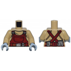 Torso Dark Red Overalls, Silver Buckles and Pouches, Reddish Brown Utility Belt Pattern / Dark Tan Arms / Sand Blue Hands: {пясъчно жълт}