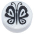 Tile, Round 1 x 1 with Black Butterfly Pattern: {бял}