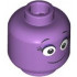 Minifigure, Head Black Eyebrows and Eyelashes, Large White Eyes with Dark Purple Upper Eyelids, Thin Closed Mouth Smile Pattern: {умерено лавандулов}