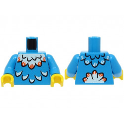 Torso with White Feathers with Orange Tips Pattern (BAM) / Dark Azure Arms / Yellow Hands: {тъмно небесносин}