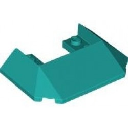 Wedge 6 x 4 Cutout (Train Roof) with 9 Large Bottom Tubes: {ярко синьо-зелен}