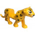 Big Cat with 2 x 2 Cutout with Black Jaguar Spots and White Trim on Face Pattern (Parce): {огнено жълто-оранжев}