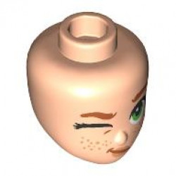 Mini Doll, Head Friends with Dark Orange Eyebrows, Green Eyes, Right Wink, Nougat Lips and Freckles, Lopsided Grin Pattern: {светло нуга}