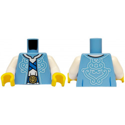 Torso Robe with White Swirls over Tunic, Blue Straps and Belt with Gold Buckle Pattern / White Arms / Yellow Hands: {умерено син}
