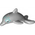 Dolphin, Friends / Elves, Jumping with Bottom Axle Holder with Dark Turquoise Eyes and Spots Pattern: {умерено каменно сив}