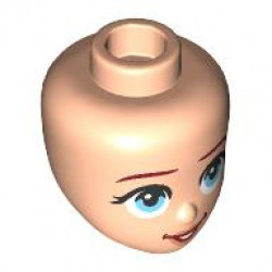 Mini Doll, Head Friends with Thin Dark Red Eyebrows, Medium Azure Eyes, Nougat Lips, and Open Mouth Smile Pattern: {светло нуга}