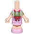 Micro Doll, Body with Molded Bright Pink Short Layered Dress and Shoes and Printed Bright Green Top with Red Rounded Collar and Bow and Dots Pattern: {светло нуга}