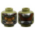 Minifigure, Head Armor, Medium Nougat Visor, Light Nougat Face with Grin, Silver and Reddish Brown Trim Pattern: {маслинено зелен}