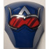 Large Figure Armor, Smooth with 2 x 2 Round Brick Attachment with Goggles with Single Red Lens and Dark Red Reflections, Silver Stylized Capital Letter A on Forehead Pattern (New Captain America Head): {земно син}