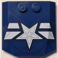 Wedge 4 x 4 x 2/3 Triple Curved with White Star and Stripes, Silver Lines and Black Armor Plate Outlines Pattern: {земно син}
