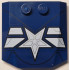 Wedge 4 x 4 x 2/3 Triple Curved with White Star and Stripes, Silver Lines and Black Armor Plate Outlines Pattern: {земно син}