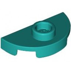 PLATE 1X2, 1/2 CIRCLE, W/ 1 KNOB: {ярко синьо-зелен}
