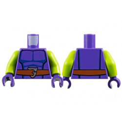 Torso Dark Blue Muscle Contours, Reddish Brown Belt with Silver Letter G Buckle Pattern / Lime Arms / Dark Purple Hands: {светло виолетов}