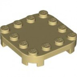 PLATE, 4X4X2/3, CIRCLE, W/ REDUCED KNOBS: {тухлено жълт}