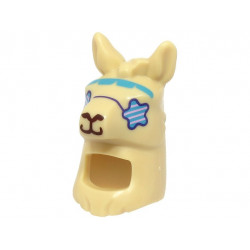 Minifigure, Headgear Head Cover, Costume Llama Head and Neck with Sunglasses Star Shaped, Medium Azure Headband, Dark Brown Nose and Mouth Pattern (BAM): {тухлено жълт}