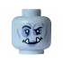 Minifigure, Head Alien Orc Female Black Eyebrows, Eyes and Mouth, White Sharp Teeth and Sand Blue Eye Shadow, Wrinkles and Lips Pattern - Vented Stud: {умерено каменно сив}