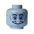 Minifigure, Head Alien Orc Black Eyebrows, Eyes and Mouth, White Sharp Teeth and Sand Blue Eye Shadow and Lips Pattern - Vented Stud: {умерено каменно сив}