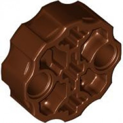 Technic, Axle Connector Block Round with 2 Pin Holes and 3 Axle Holes (Hero Factory Weapon Barrel): {червеникаво-кафяв}