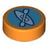 Tile, Round 1 x 1 with Lavender Kayak and Oar / Paddle on Dark Azure Background Pattern: {ярко оранжев}