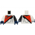 Torso Spacesuit with Reddish Orange Panel, Classic Space Logo, Black Stripe, and Sand Blue Collar Pattern (BAM) / Black Arm Left / White Arm Right / Dark Blue Hands: {бял}