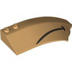 RIGHT SHELL 3X8X2 W/ BOW & ANGLE, NO. 1: {умерен тан}