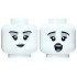 Minifigure, Head Dual Sided Female Black Eyebrows, Eyelashes, Light Bluish Gray Eye Shadow, Dark Silver Lips, Open Mouth Singing / Closed Mouth Smile Pattern: {бял}