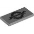 Tile 2 x 4 with Black Wheel and Spanner Wrench Pattern: {умерено каменно сив}
