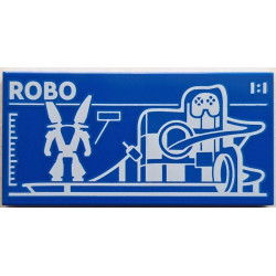 Tile 2 x 4 with Robot World (Set 60421) Blueprint with White 'ROBO' and '1:1' Pattern: {ярко син}