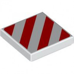 Tile 2 x 2 with Red Danger Stripes Pattern: {бял}