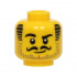 Minifigure, Head Black Eyebrows, Curly Moustache, and Striped Sideburns, Dark Tan Stubble, Medium Nougat Chin Dimple, Grin Pattern - Vented Stud: {ярко жълт}