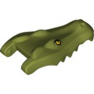 Alligator / Crocodile Head Jaw Upper with Yellow Eyes without White Glints Pattern: {маслинено зелен}