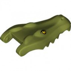 Alligator / Crocodile Head Jaw Upper with Yellow Eyes without White Glints Pattern: {маслинено зелен}