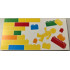 Tile 8 x 16 with Bottom Tubes, Textured Surface with Yellow, Orange, Dark Azure, Red and Bright Green Bricks, Brick Wall and Minifigure Pattern Model Left Side: {бял}