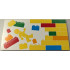 Tile 8 x 16 with Bottom Tubes, Textured Surface with Yellow, Orange, Dark Azure, Red and Bright Green Bricks, Brick Wall and Minifigure Pattern Model Right Side: {бял}
