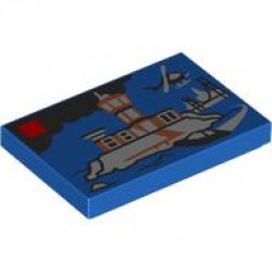 Tile 2 x 3 with LEGO City Set 60419 Police Prison Island Box Art Pattern: {ярко син}