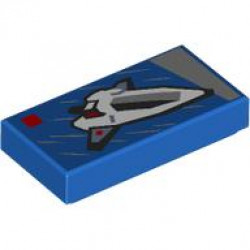 Tile 1 x 2 with LEGO City Set 60430 Interstellar Spaceship Box Art Pattern: {ярко син}