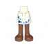 Mini Doll Hips and Skirt with Molded Medium Brown Legs and Printed Dark Blue, Dark Azure and Bright Light Blue Stars and Dots Pattern - Thin Hinge: {бял}