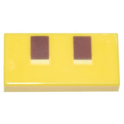 Tile 1 x 2 with Pixelated Reddish Brown and Bright Light Yellow Rectangles Pattern (Minecraft Sniffer Nostrils): {ярко жълт}