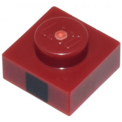 Plate 1 x 1 with Black Square Pattern: {нов тъмно червен}