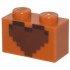 Brick 1 x 2 with Reddish Brown and Dark Brown Pixelated Heart Decorative Pot Pattern: {тъмно оранжев}