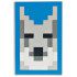 Tile 2 x 3 with Pixelated Wolf Head with Black Eyes and Nose, Dark Bluish Gray and White Fur on Blue Background Pattern (Minecraft Wolf Tamer Shield): {умерено каменно сив}